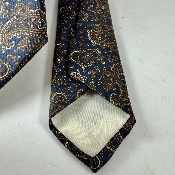 Vintage Christian‎ Dior Cravates Tie Blue Brown Paisley 90s - Picture 3 of 5